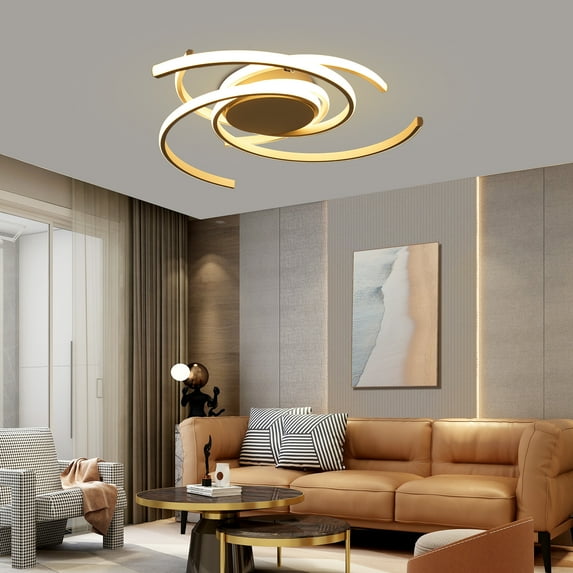 22" Modern Geometric Dimmable LED Flush Mount Light Ceiling Light with Remote Control Matte White
