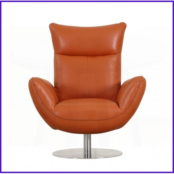 22" Modern Top Grain Italian Leather Lounge Chair with Kiln-Dried Hardwood Frame – Ideal for Living Room