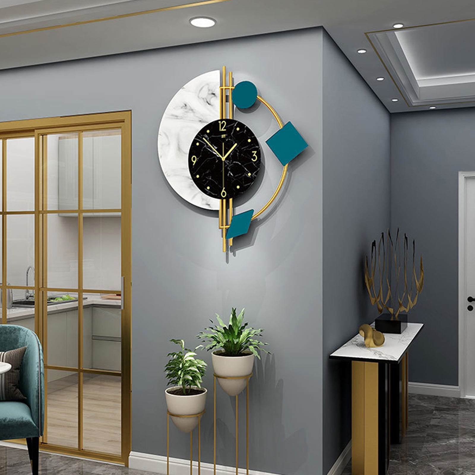 22 in Modern Wall Watch Clock Quartz Silent Hanging Clock Nordic Style Home Decor, Wall Clock For Living Room, Bedroom, Study, Outdoor, Dining Room, Porch, Balcony