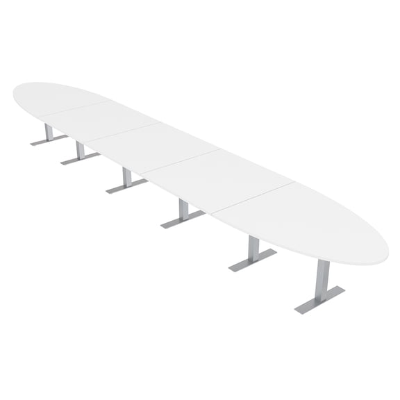 22' Modular Oval Boardroom Table With Metal T Bases And Electric Units