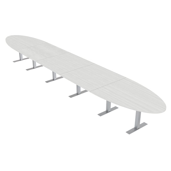 22' Modular Oval Boardroom Table With Metal T Bases And Electric Units