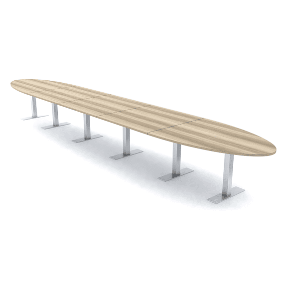 22' Modular Oval Boardroom Table With Metal T Bases And Electric Units