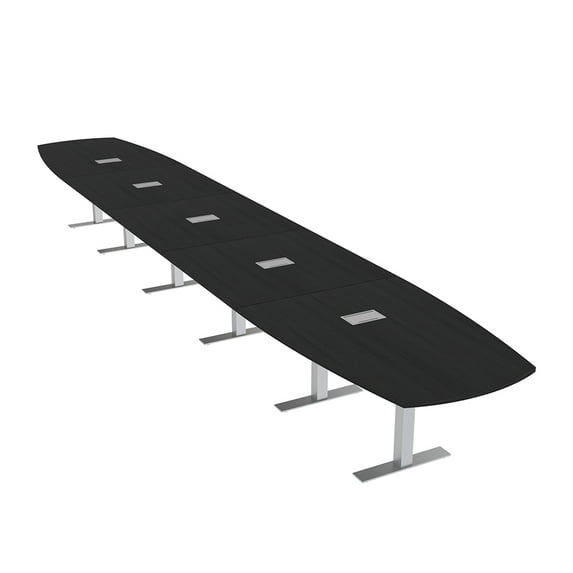 22' Modular Powered Arc Boat Conference Table With Metal T-Bases 22X4