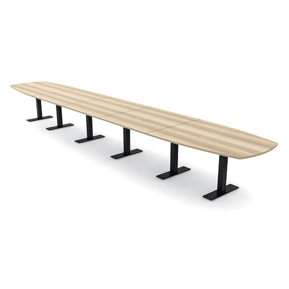22' Modular Powered Arc Boat Conference Table With Metal T-Bases 22X4