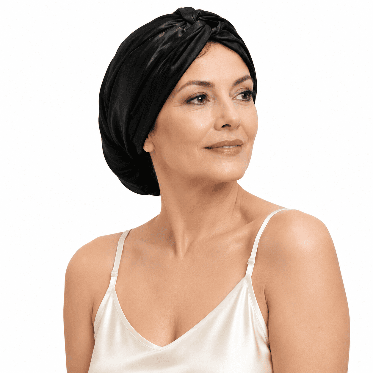 22 Momme Mulberry Silk Bonnet For Sleeping Women Black One Size ...