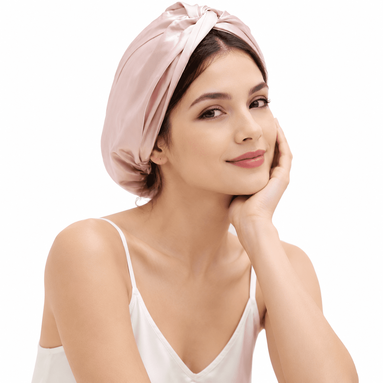 22 Momme Mulberry Silk Bonnet For Sleeping Women Pink One Size ...