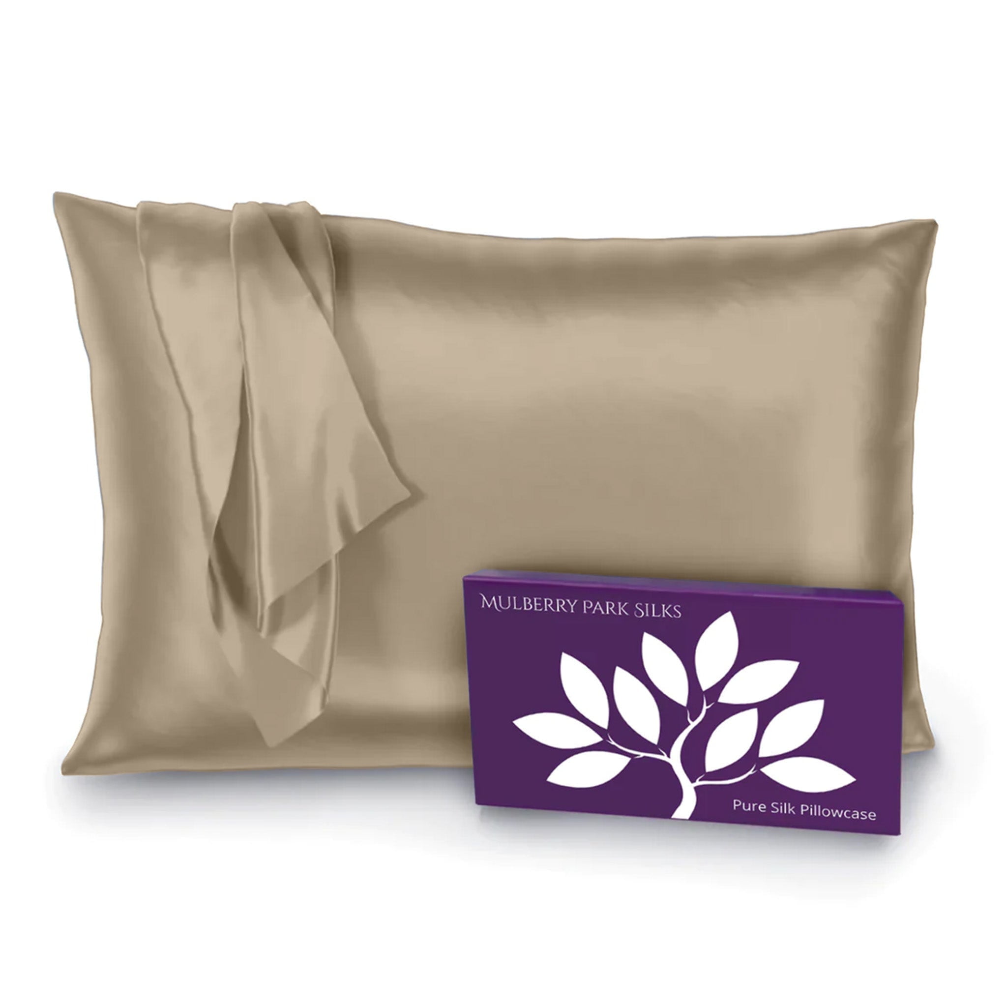 Taupe Standard Silk Pillowcase with Zipper Closure