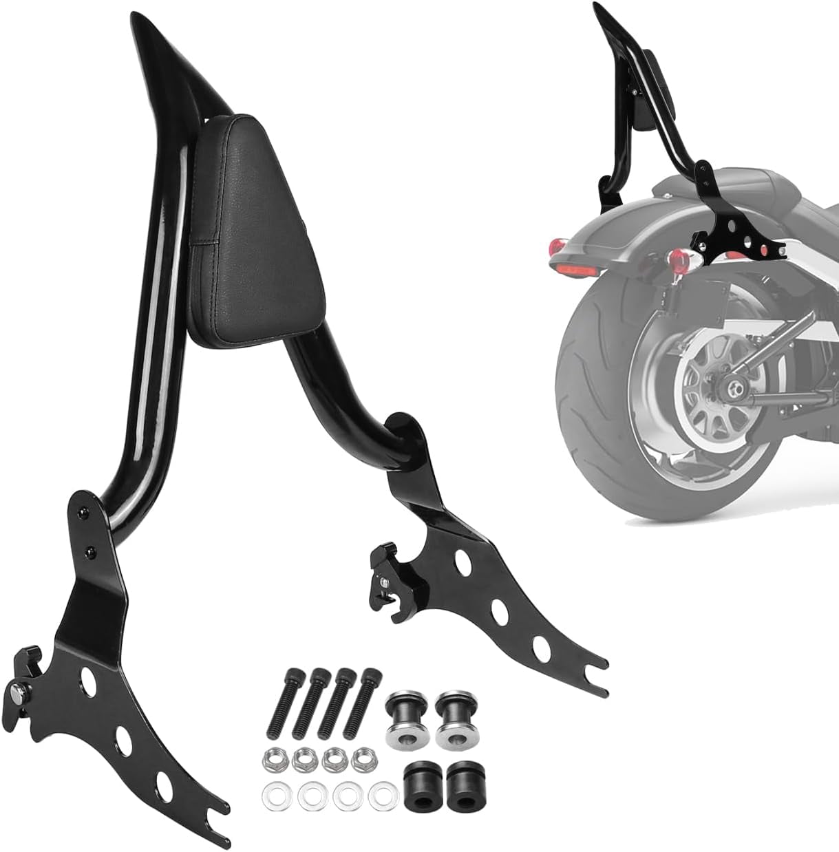Chrome Sissy Bar Backrest With Luggage Rack For Harley Dyna Softail Sportster
