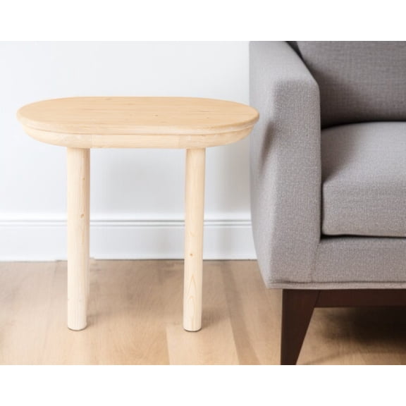 22" Natural Solid Wood Oval Sled End Table