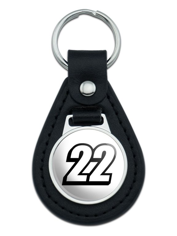 22 Number Twenty Two Black Leather Keychain