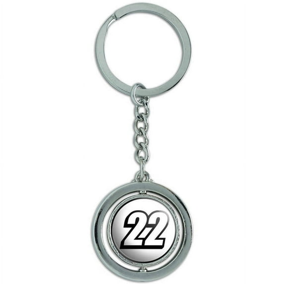 22 Number Twenty Two Spinning Round Metal Key Chain Keychain Ring