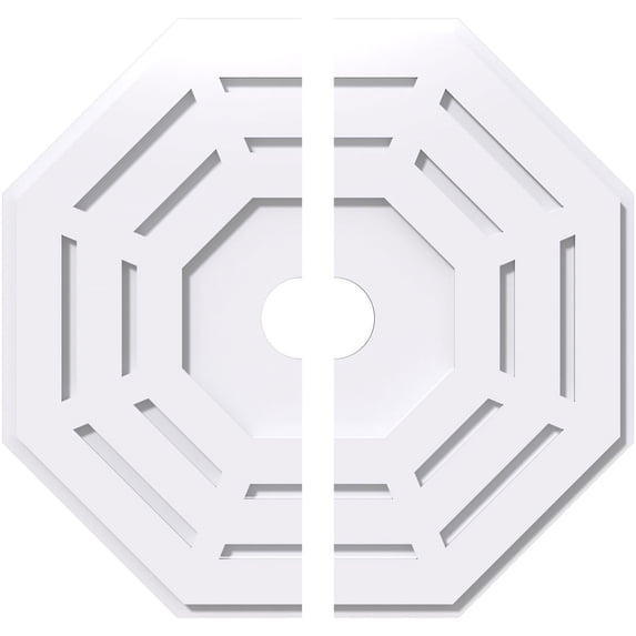 22"OD x 3"ID x 8 3/4"C x 1"P Westin Architectural Grade PVC Contemporary Ceiling Medallion, Two Piece