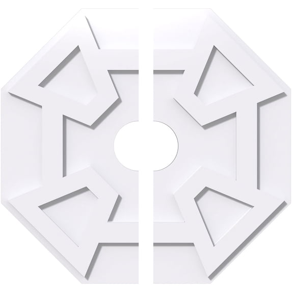22"OD x 4"ID x 7 1/2"C x 1"P Logan Architectural Grade PVC Contemporary Ceiling Medallion, Two Piece