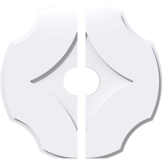 22"OD x 4"ID x 7 1/2"C x 1"P Percival Architectural Grade PVC Contemporary Ceiling Medallion, Two Piece