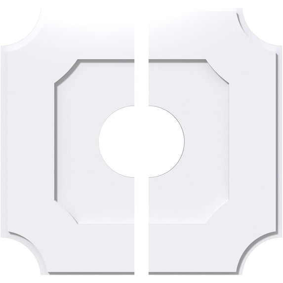 22"OD x 6"ID x 13"C x 1"P Locke Architectural Grade PVC Contemporary Ceiling Medallion, Two Piece