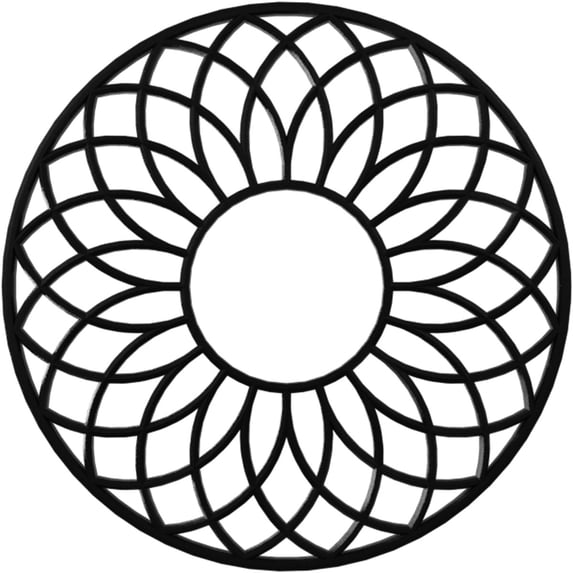 22"OD x 7 1/2"ID x 3/4"P Cannes Architectural Grade PVC Pierced Ceiling Medallion, Black