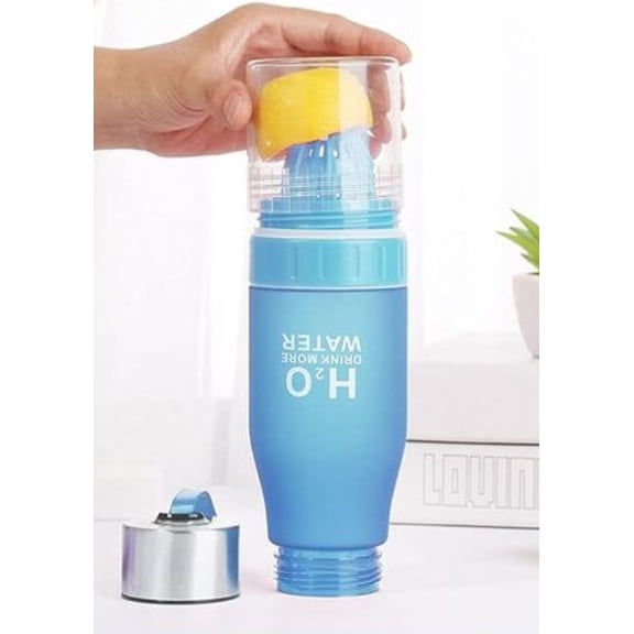 22-Ounce Fruit Infuser Water Bottle with Juicer and 304 Stainless Steel Cap