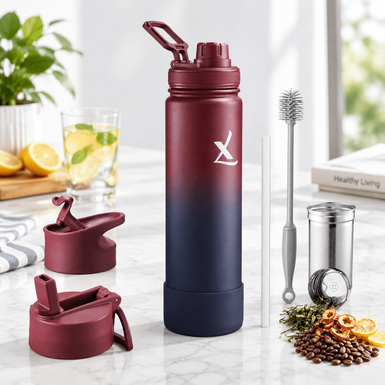 Raingoz Tea 22 Ounces Dark Rainbow Triple Wall Stainless Steel Tea Infuser Water ...