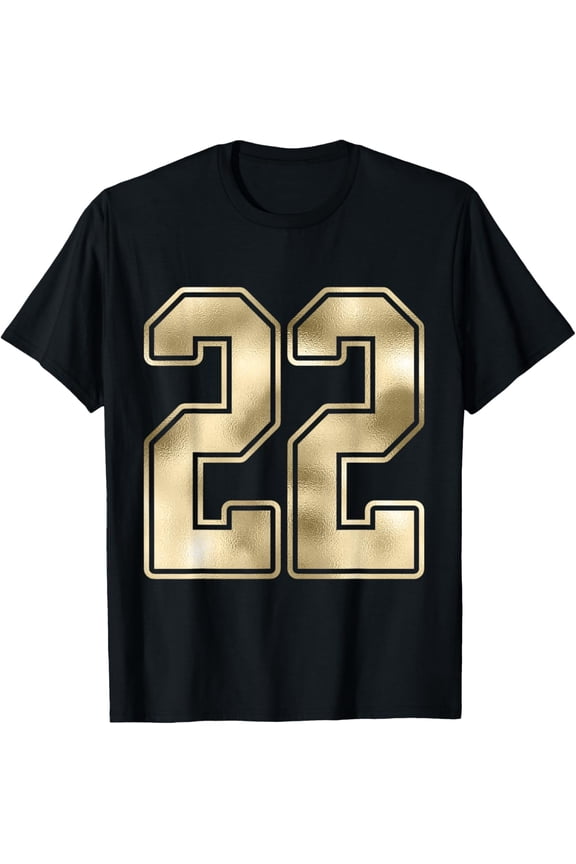 #22 Outline Number 22 Sports Fan Jersey Style Costume T-Shirt