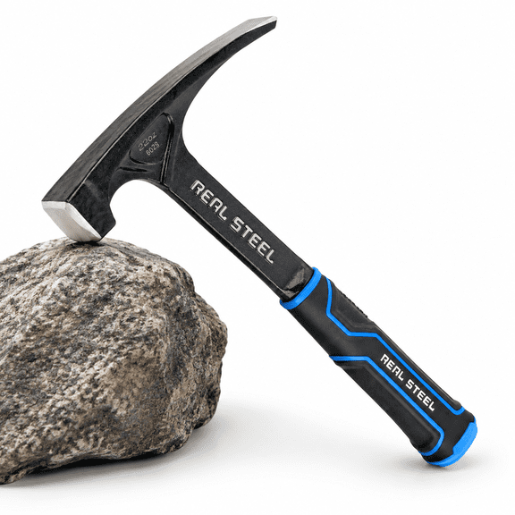 22 Oz Forged Steel Rock Pick Hammer with Rubber Grip for Masonry and Geological Use