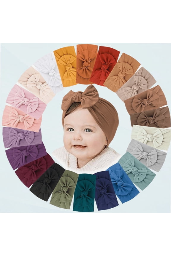 22 PCS Baby Headbands Soft Nylon Hairbands with Bows Girls Hair Accessories for Newborn Infant Toddler Kids Handmade