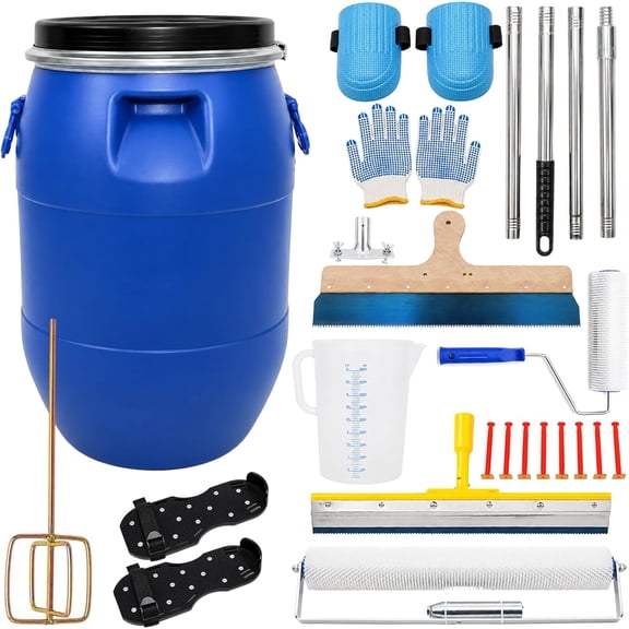 22 PCS Self Leveling Concrete Tool Kit, Cement Finishing Tools Set Complete Floor Leveling Tool Set with Rollers, Rake, Spiked Shoes and Accessories for Concrete, Cement and Coating Projects