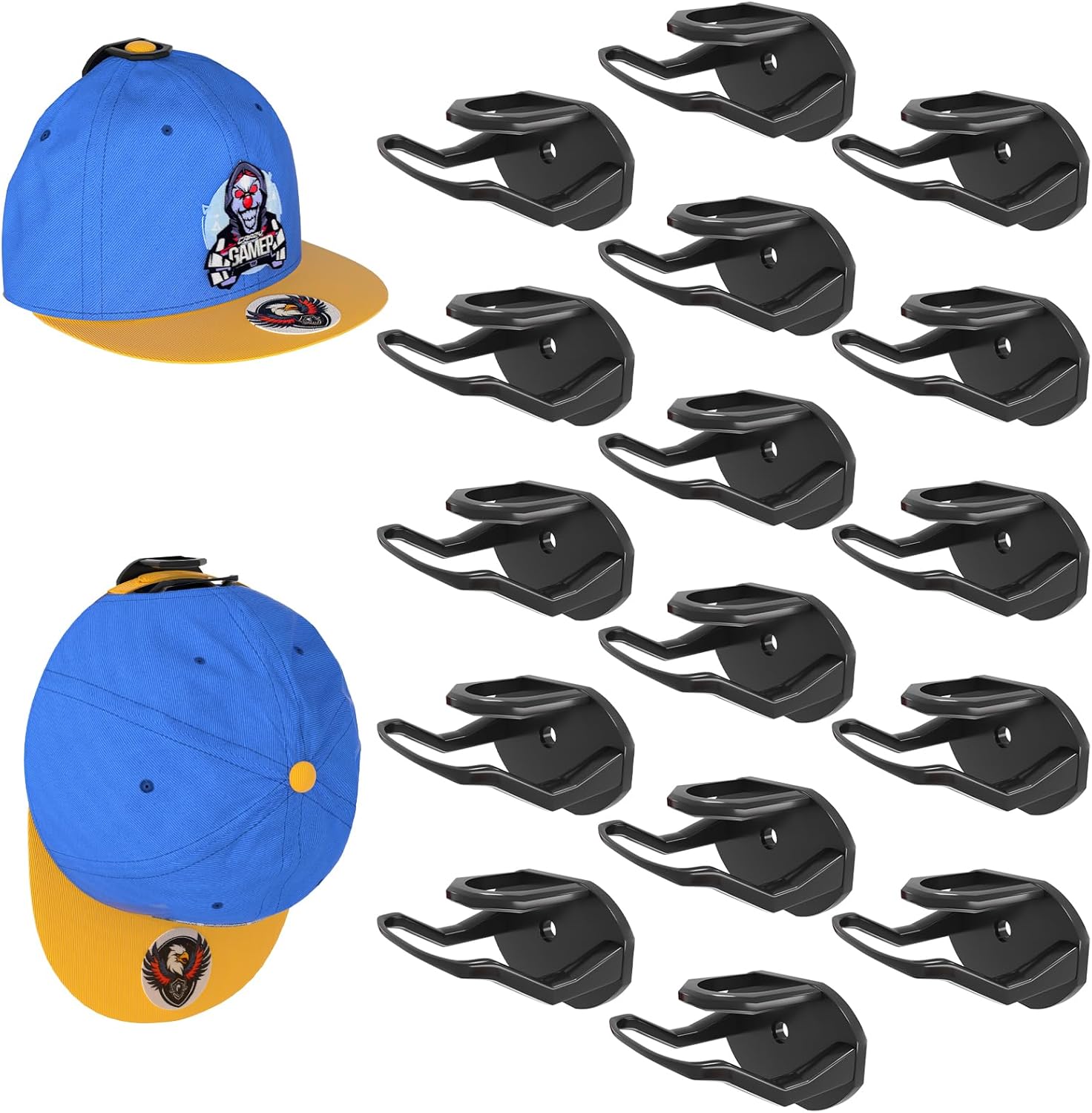 22 Pack Adhesive Hat Hooks for Wall, Super Strong Hat Rack for Baseball ...