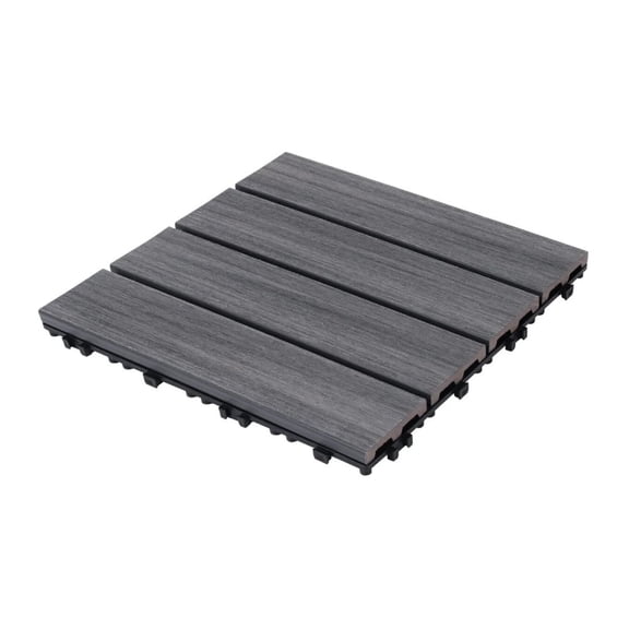 22-Pack Dark Gray WPC Deck Tiles, 11.8"11.8" All-Weather Patio Flooring