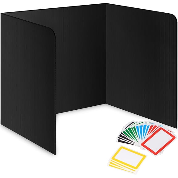 22-Pack Desk Dividers for Students - Durable & Waterproof Plastic Study Carrel Divider, Classroom Folders Teacher Supplies, Easy-to-Clean Plastic Privacy Shield Folder Boards for Student Desks, Black