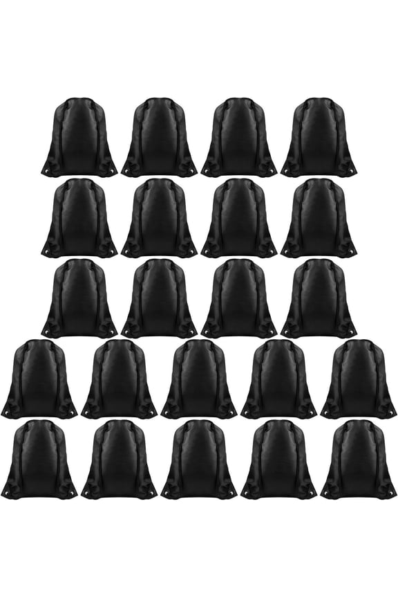 22 Pack Drawstring Bags String Backpack Bulk School Backpack Bag Sack Cinch Bag  Bags for Gym Traveling (Black)