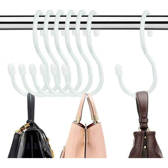 22 Pack Purse Hanger for Closet,Unique Twist Design Bag Hanger Purse Hooks, Large Size Closet Rod Hooks for Hanging Bags, Purses, Handbags, Belts, Scarves, Hats,Clothes, Pans and Pots ,White