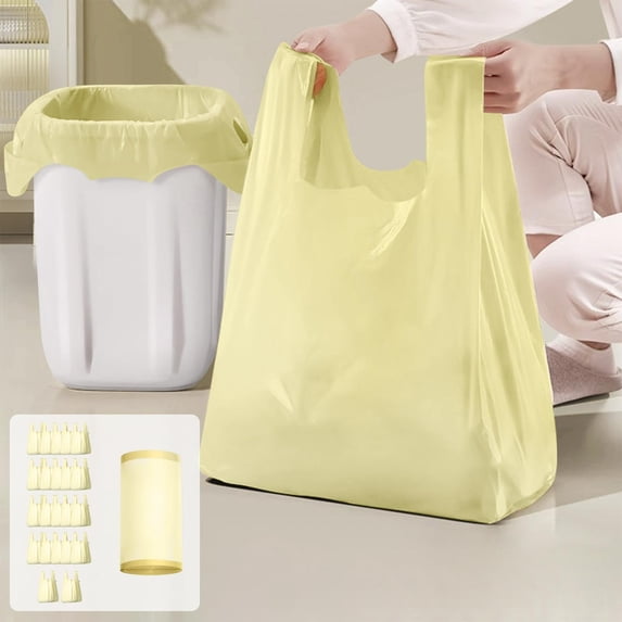 22-Pack Vest Style Handheld Trash Bags - Thickened Leak Proof Plastic Garbage Bags with Wide Handle, 17.7x23.6in Fit 9-20L Bins, for Kitchen, Bathroom & Living Room