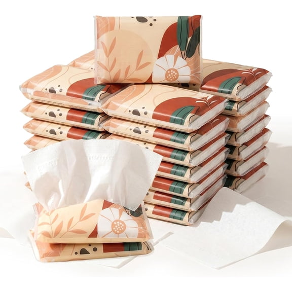 22 Packs Travel Tissue Packs - Pocket Tissues Travel Size 8 Count 3-ply Paper Pocket for Travelling, Wedding, Party Favors,Car, Handbags, Pockets