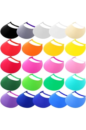 22 Pcs Adjustable Sun Visors for Women Golf Sun Visor Hat Tennis Elastic Foam Visors Bulk for Ladies Men Outdoors, 22 Solid Colors