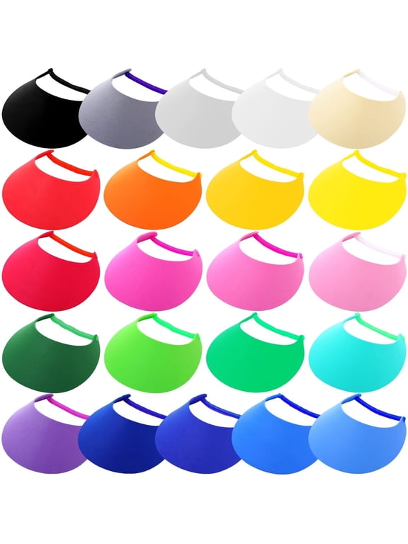 22 Pcs Adjustable Sun Visors for Women Golf Sun Visor Hat Tennis Elastic Foam Visors Bulk for Ladies Men Outdoors, 22 Solid Colors