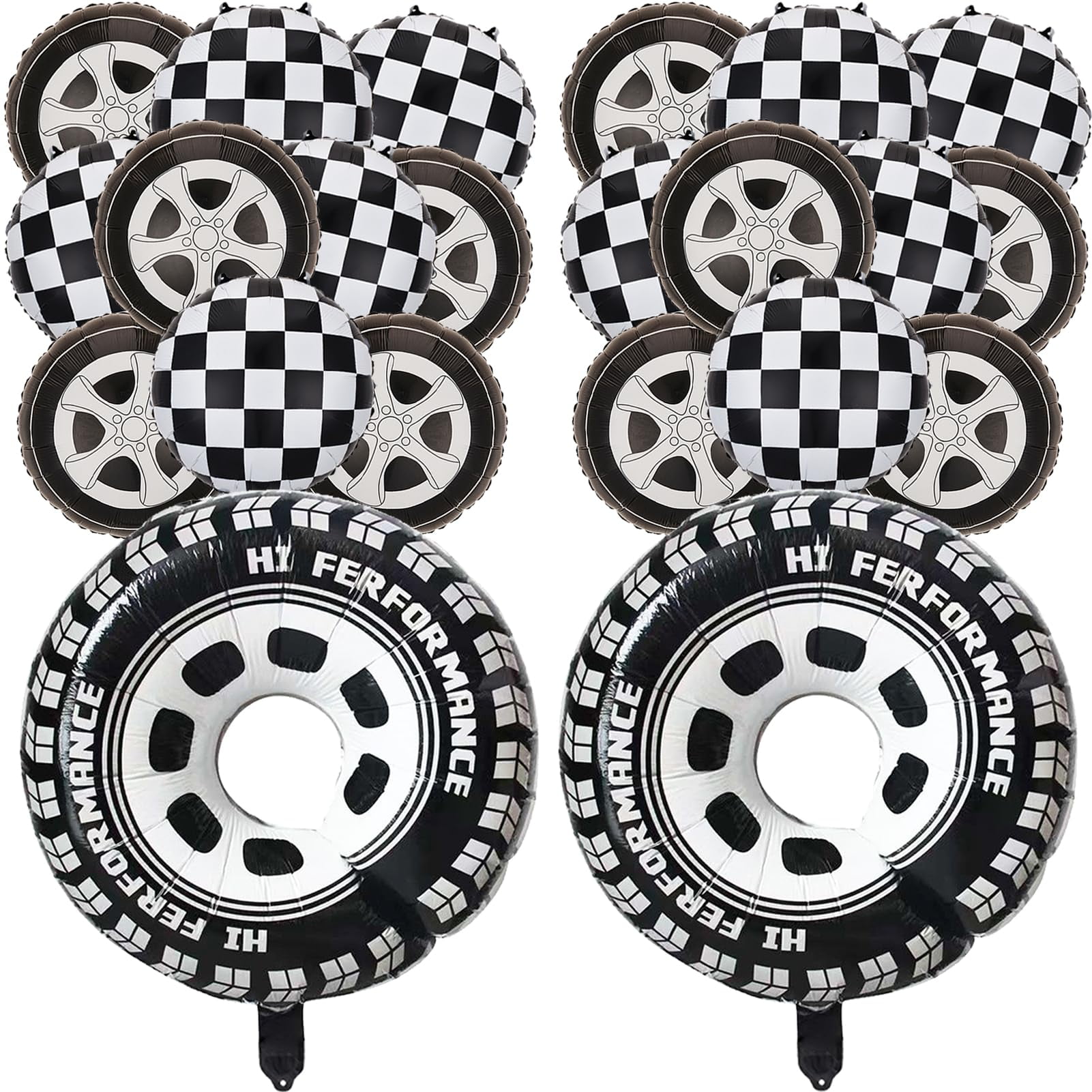22 Pcs Checkered Tire Balloons, Racetrack Birthday Nigeria