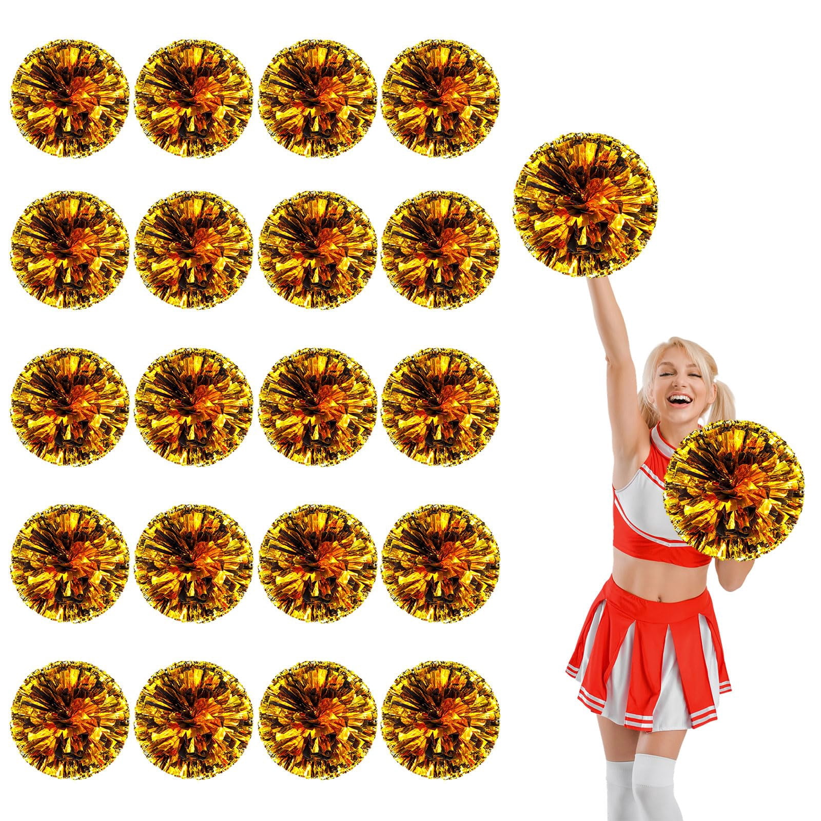 22 Pcs Cheerleading Pom Poms, Cheerleader Pompoms with Finger Holes,Fit for Team Spirit Sports Dance Cheering