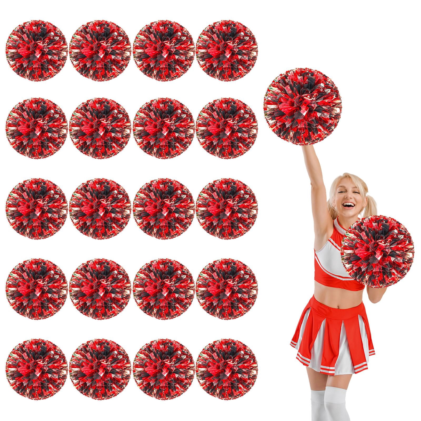 22 Pcs Cheerleading Pom Poms, Cheerleader Pompoms with Finger Holes,Fit for Team Spirit Sports Dance Cheering