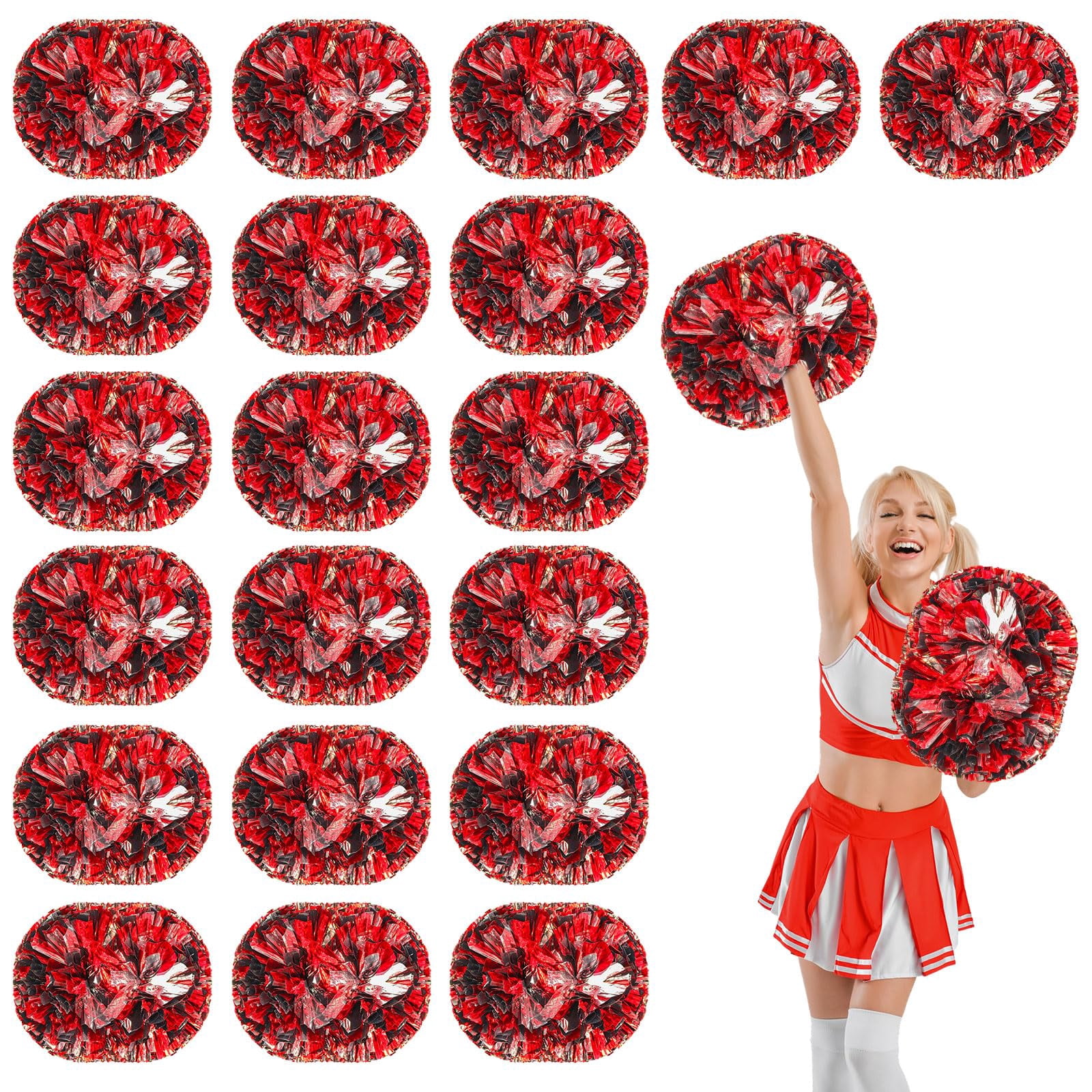 22 Pcs Cheerleading Pom Poms, Cheerleader Pompoms with Handle Style,Fit for Team Spirit Sports Dance Cheering