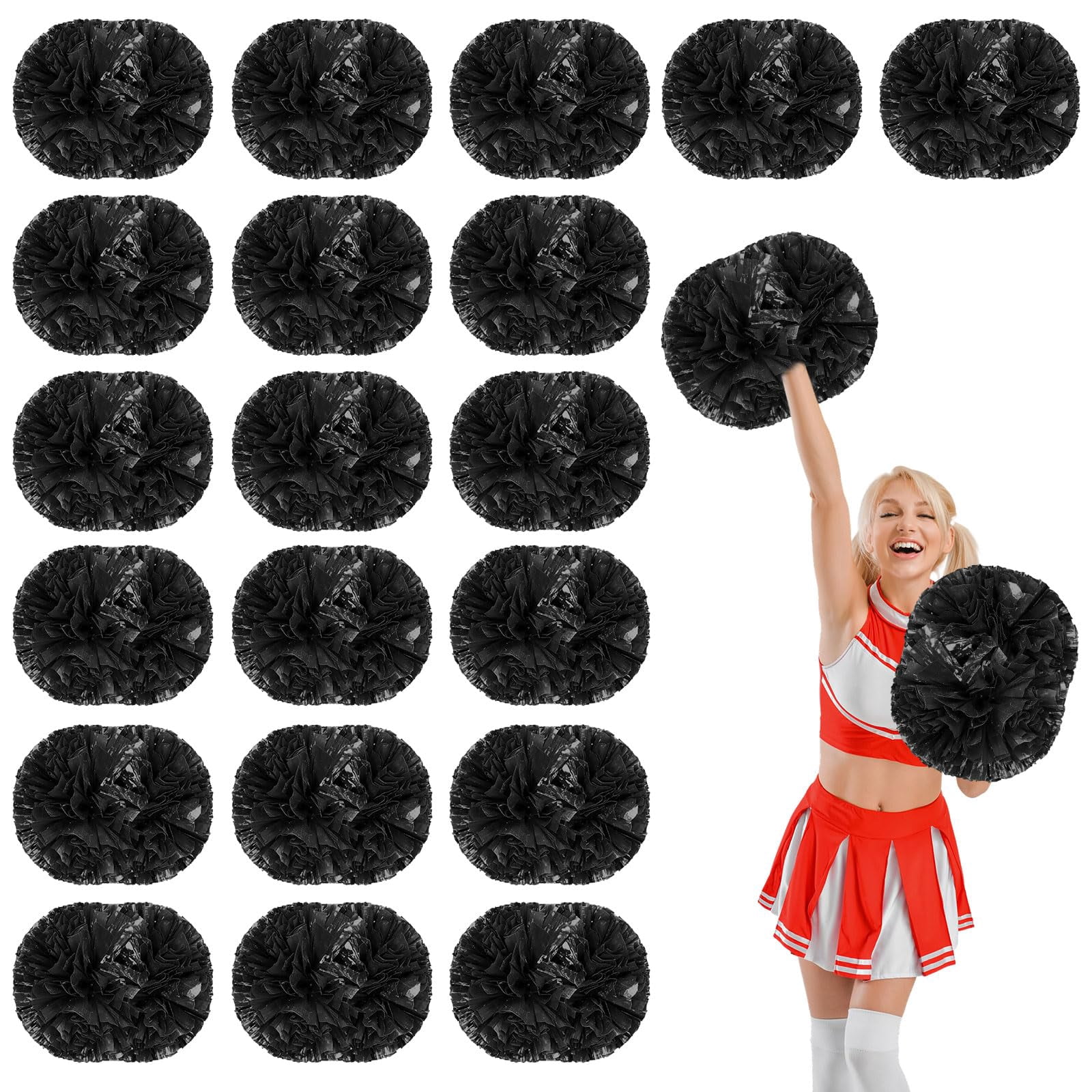 22 Pcs Cheerleading Pom Poms, Cheerleader Pompoms with Handle Style,Fit for Team Spirit Sports Dance Cheering