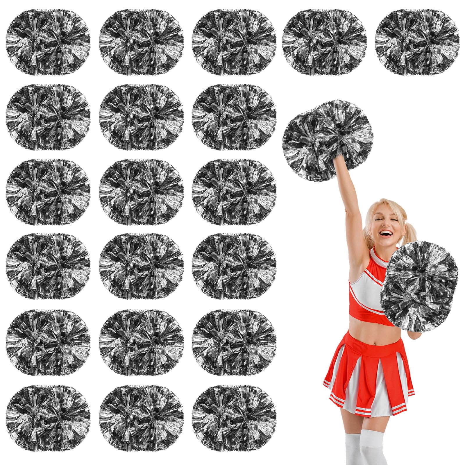 22 Pcs Cheerleading Pom Poms, Cheerleader Pompoms with Handle Style,Fit for Team Spirit Sports Dance Cheering