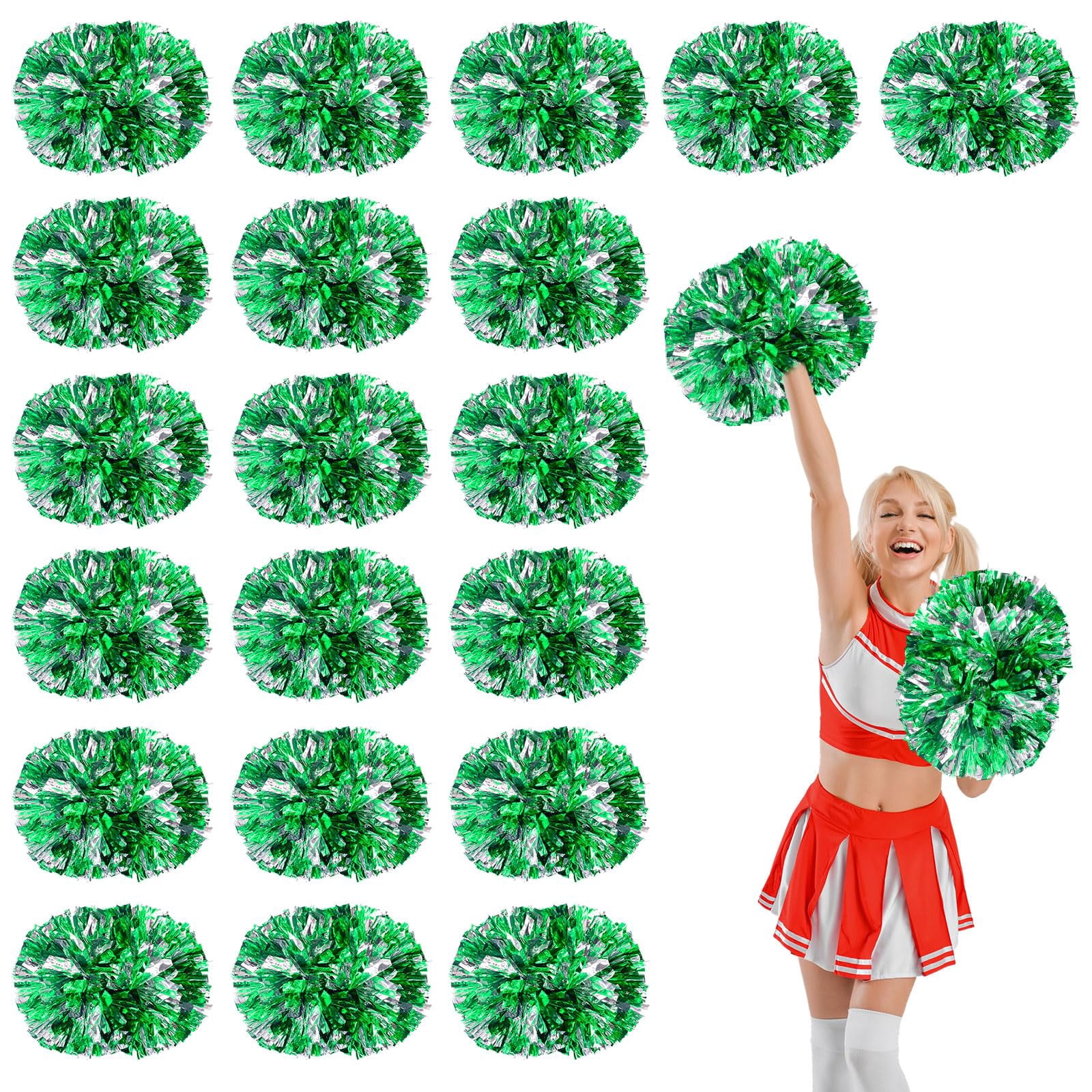 22 Pcs Cheerleading Pom Poms, Cheerleader Pompoms with Handle Style,Fit for Team Spirit Sports Dance Cheering