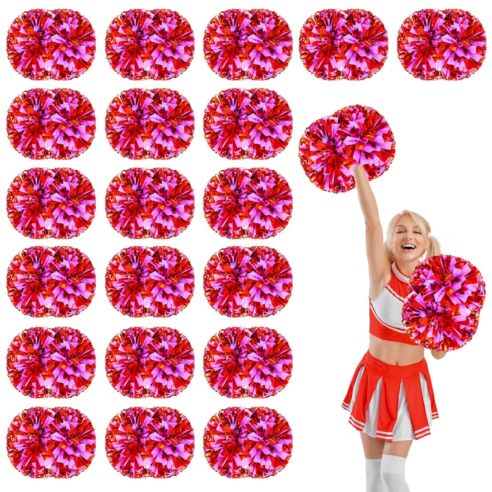 22 Pcs Cheerleading poms,pom poms Cheerleading with Handle Style Cheer Pom Pomsfor Dance, Matches, Team Spirit Sports