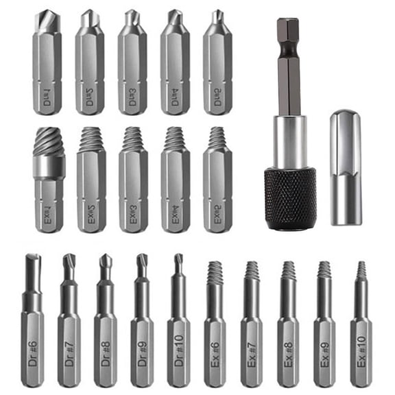 22 Pcs Extractor Drill Bit Set Broken Drill Bit Take Out Bolt Screws Remover W/ Hex Shank For Electrical Screwdriver Accessories