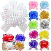 22 Pcs Gift Pull Bow, Large Gift Bow Organza Pull Bow with Ribbon for Present Gift Wrapping Mixed Color, 6 Inch