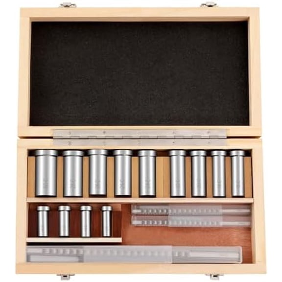 22 Pcs Keyway Broach Set, Collared Bushing Shim Sets in Fitted Box, Metric Industrial Tools, Metric Size 4 pcs Broach 13 Collared Bushing 5 Gaskets, High Speed Steel Material Metalworking Tools