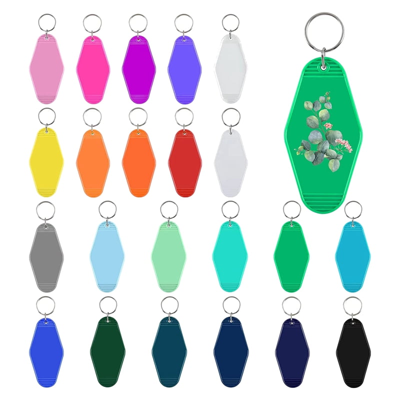 22 Pcs Motel Keychain Blank Vintage Hotel Key Tag Sublimation Blank Colorful DIY Ornament for