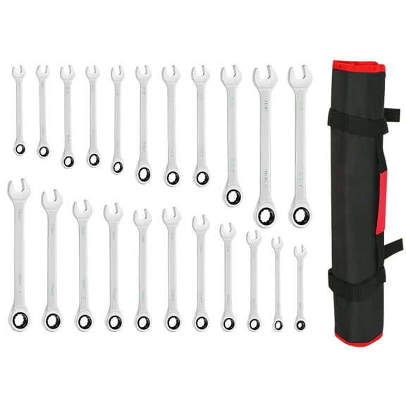 22 Pcs Ratcheting Wrench Kit with Pouch - Chrome Vanadium Steel, 72 Tooth Metric Flex Head Tool Set