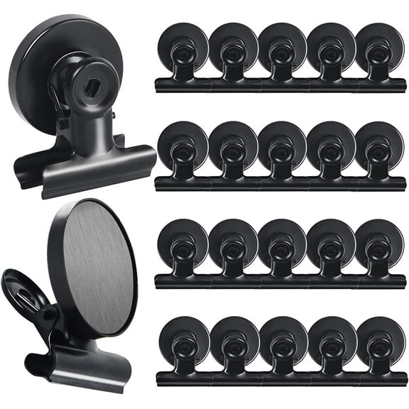 22 Pcs Refrigerator Magnets Fridge Magnets Magnetic Clips Heavy Duty for Whiteboard, Magnet Clips for Photos Lists Memos on Home School Office(Black)