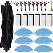 22 Pcs Replacement Accessories Kit for Tikom L9000, Lubluelu SL60D, Laresar L6 Nex Robotic Vacuum Cleaner Spare Parts, 1 Main Roller, 8 Side Brush, 6 Hepa Filter, 6 Mop Cloths, 1 Cleaning Brush